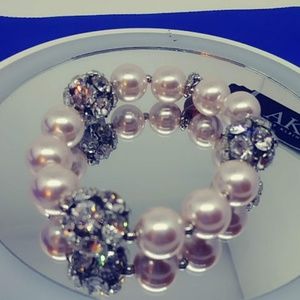 Anne Klein Pink Pearl Rhinestone Bracelet